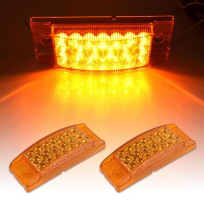 2x 20-LED Amber Turn Signal Side Marker Lights – Clear Lens, Rectangle – Universal For Trailers, Trucks, Boats
