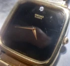 Seiko Quartz Watch Diamond Square Dial Dress 7800-5229 Gold Flex New Bat Great