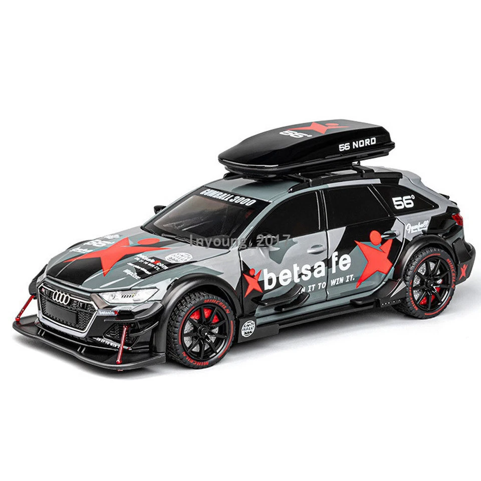 1/24 Audi RS6 Vagón Diecast Modelo Coche Aleación de Zinc Coches de Juguete Luz Sonido Regalos Gris Foto 4 de 4