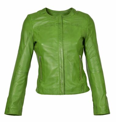 Zayn Leather Premium Green Jacket Women's Real Leather Classic Part Wear Jacket