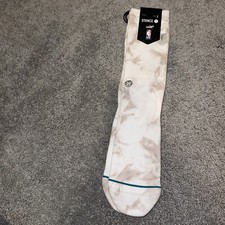 Stance L NBA Logoman Dye Basketball Crew Socks Men's 9-13 Ivory Khaki
