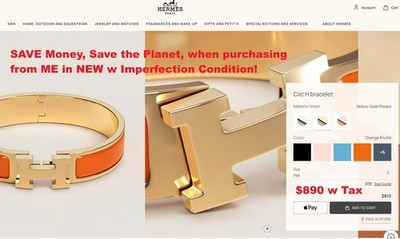 HERMES Bracelet Click H Orange Gold 8A PM Small Clack Bangle