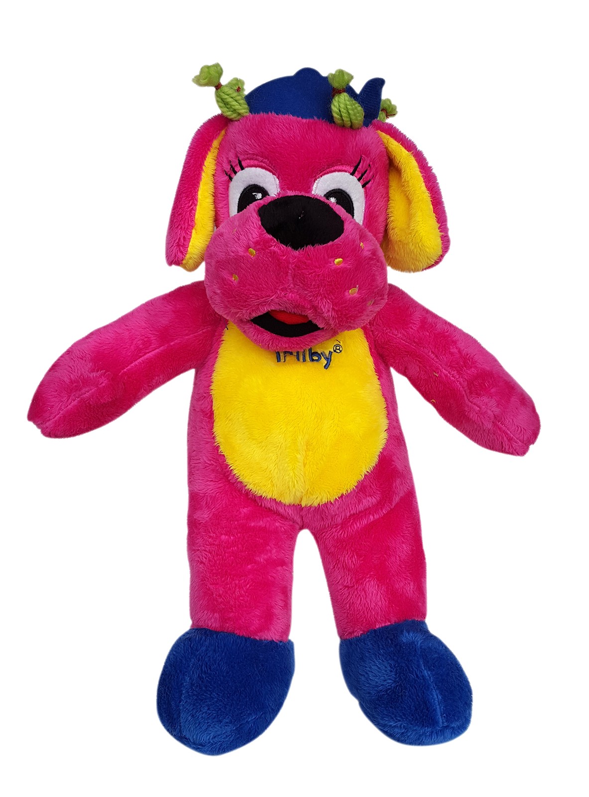 Cuddly Soft 16 inch Stuffed Pink & Yellow Dog...We stuff 'em