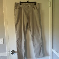 Peter Millar Mens Khaki Chino Pants Flat Front Polyester Size 35x32