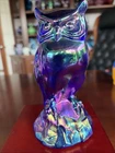 Incredible Fenton Art Glass 95 Anniversary Amethyst Carnival Glass Owl Figurine