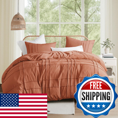 Comfort Spaces Clay Queen Size Comforter Set - 3 Pieces Pintuck Pleated Bedding
