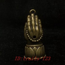 Ciondolo collana amuleto statua mano buddismo intaglio bronzo cinese Tibet buddismo Buddha