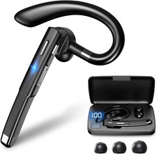 Bluetooth Headset, 100Hrs Talk Time Noise Canceling Wireless Earpiece with 500mA