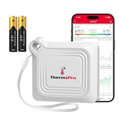  Bluetooth Thermometer Hygrometer, 260FT Range Temperature Sensor White 1