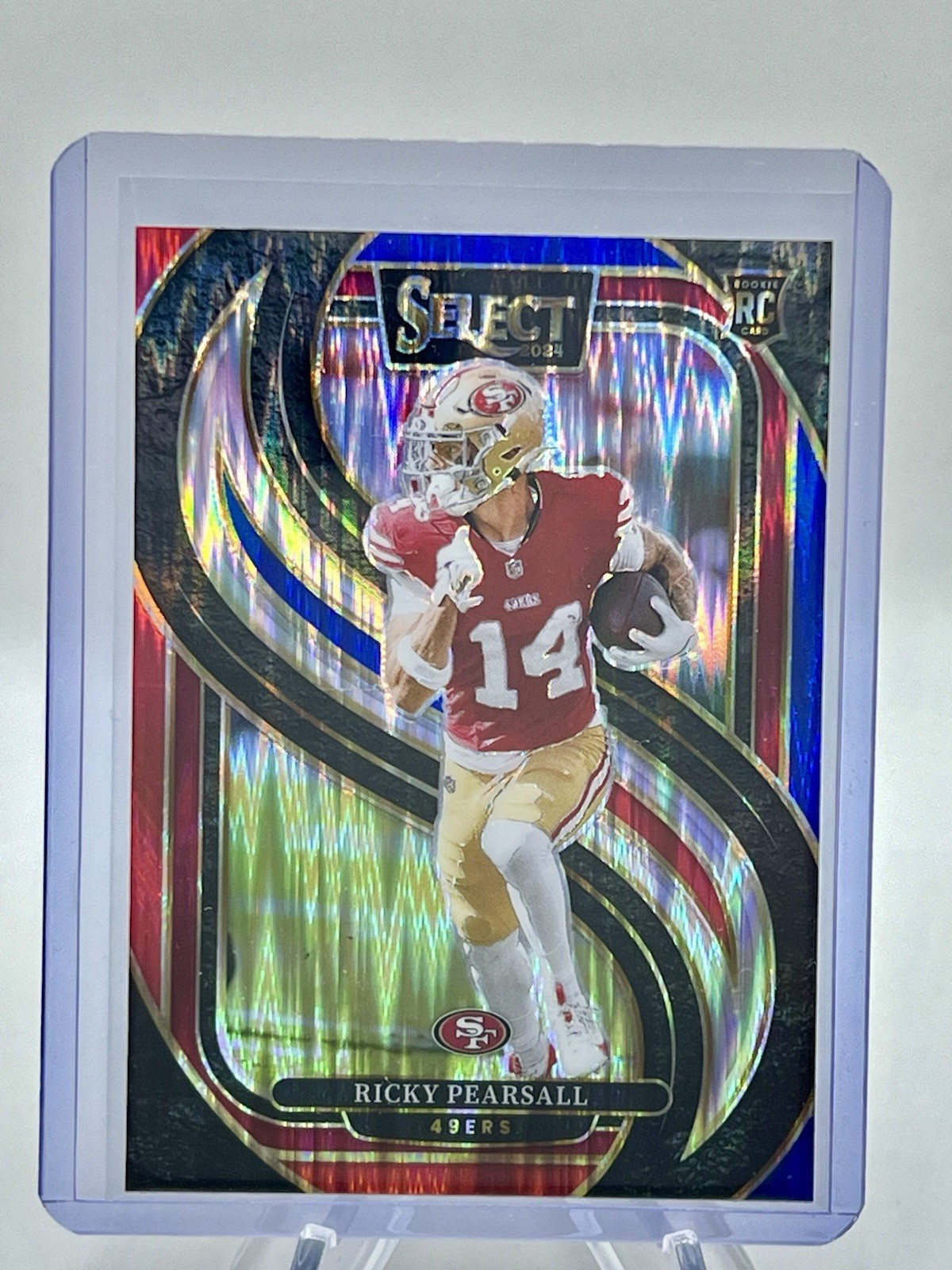 2024 Select Ricky Pearsall Premier RC Red and Blue Prizm Shock #173 49ers