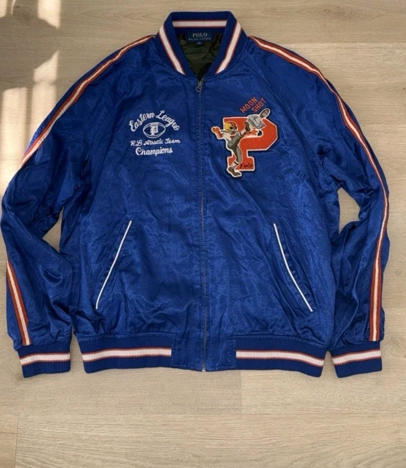 Polo Ralph Lauren Jacket Varsity Blue Satin Tigers Letterman P