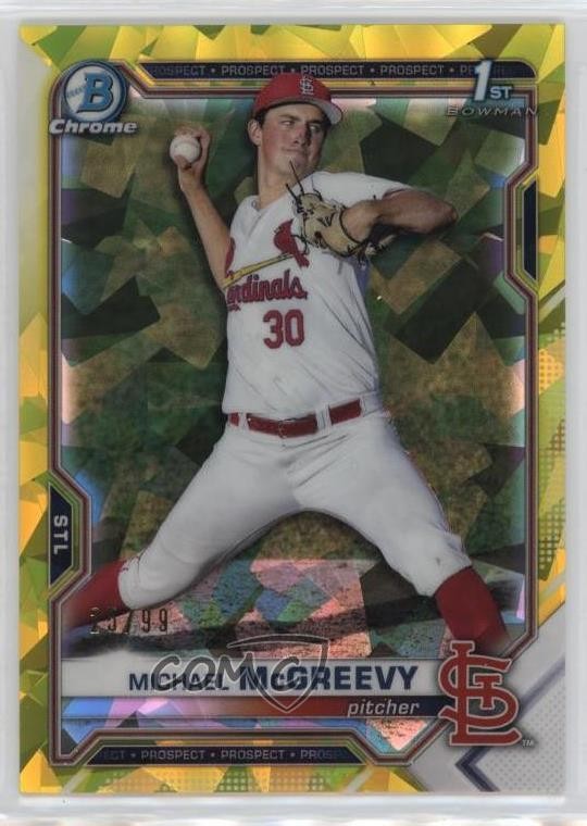 2021 Bowman Chrome Draft Sapphire Edition Yellow 25/99 Michael McGreevy 0q0