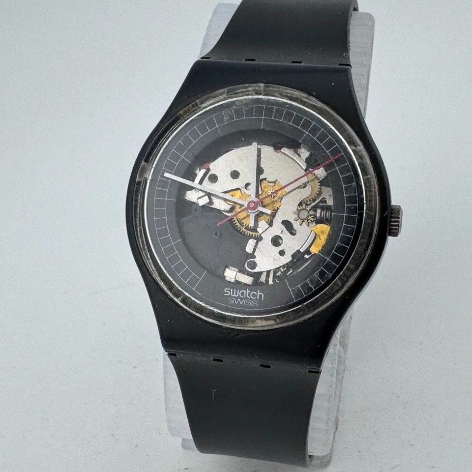 Reloj de Cuarzo Suizo Swatch HIGH TECH 2 GA101 Hombres Negro Esqueleto Batería Nueva De Colección Foto 2 de 4