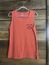 Victoria's Secret Pink Nation We Run This Beach Campus T Shirt Neon Orange S