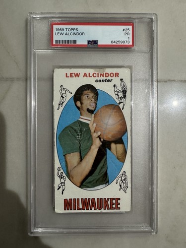 Topps 1969 Lew Alcindor Rookie Card PSA 1 Kareem Abdul Jabbar Good Centering!