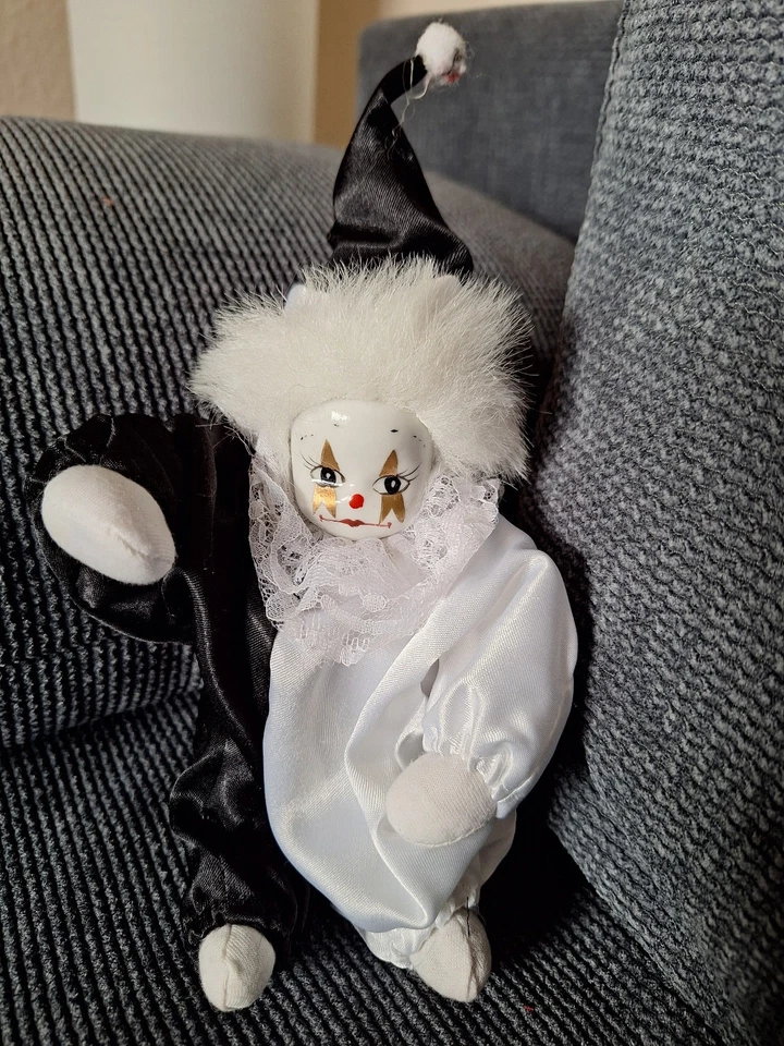 Harlekin Puppe Clown Höhe ca. 14 cm - AVON (?) Puppe Vintage - Bild 1 von 1