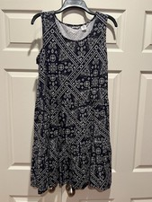 Women’s Lucky Brand Sleeveless Paisley Size XL Dress Navy And White