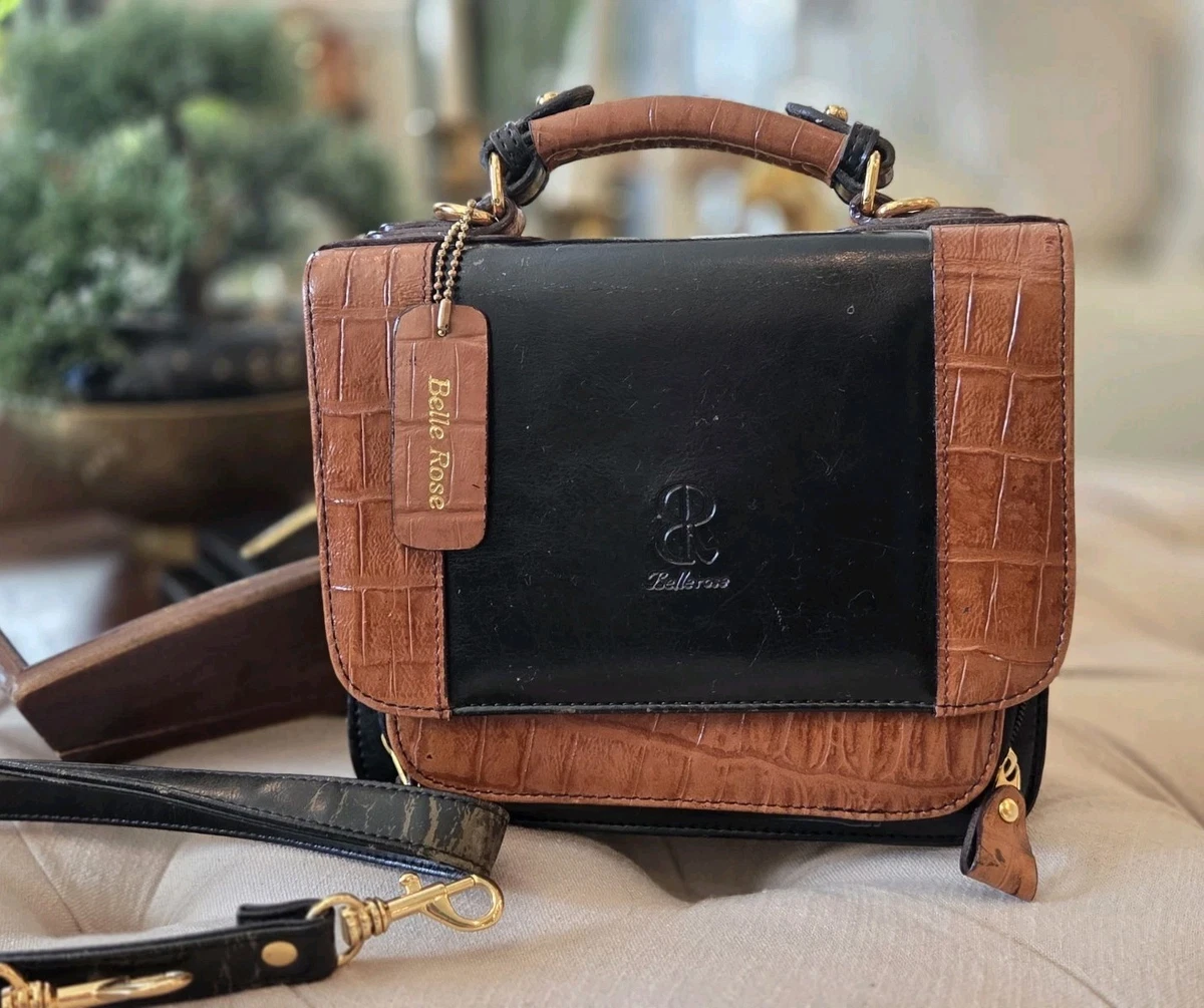 Bella Rose Leather Brown Backpack Bucket Bag Bella Rose Collection brown leather detachable strap-sachel  main image 2