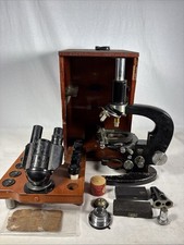 Vintage CARL ZEISS JENA Microscope extra Lenses, Eyepieces Wood Case Read Desc