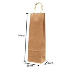 Paper Bags with Twisted Handle White Brown Kraft Plain Slim Carrier Bag for Gift