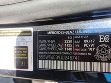 Used Right Sun Visor fits: 2018 Mercedes-benz Mercedes c-class 205 Type Sedan R.