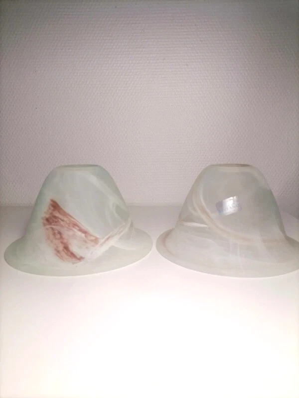 Lampe Art Déco Italienne – Verre Biseauté Et Abat-jour Tissu – Original 1900-1950