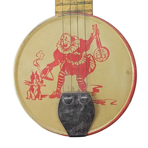 Antike 20er Jahre Blech Litho Clown Banjo - Bild 2 von 8