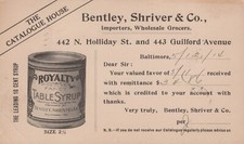 Bentley Shriver & Co Royalty Table Syrup Posted Vintage Undivided Back Post Card