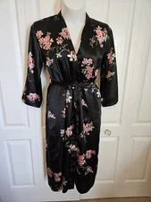 Jones New York Robe Nightgown Set Womens Medium Black Floral Long