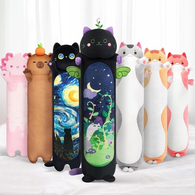 50CM Minzkatze Kuscheltier Kuscheltiere Kawaii Katzen Plüschkissen Schwarz St...