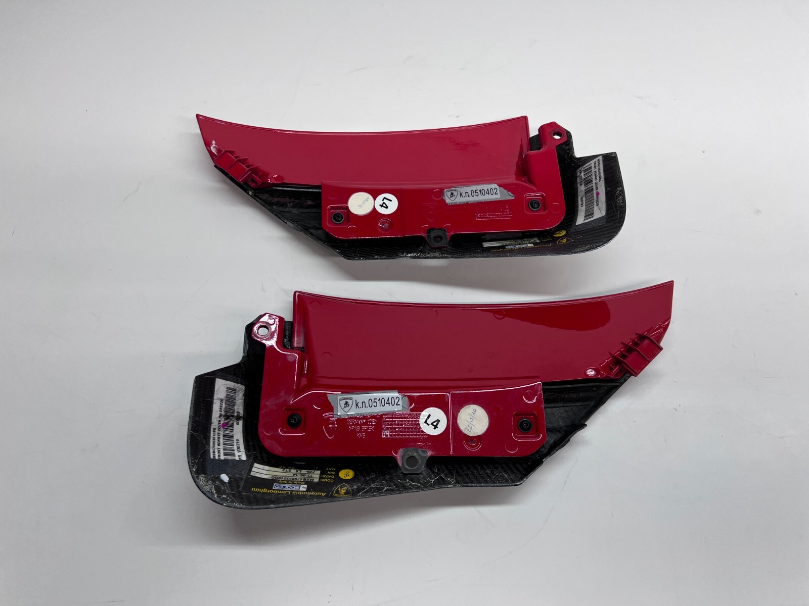 LAMBORGHINI AVENTADOR CARBON FIBER FRONT EYELID SET OEM 470853510BG 470853509BG