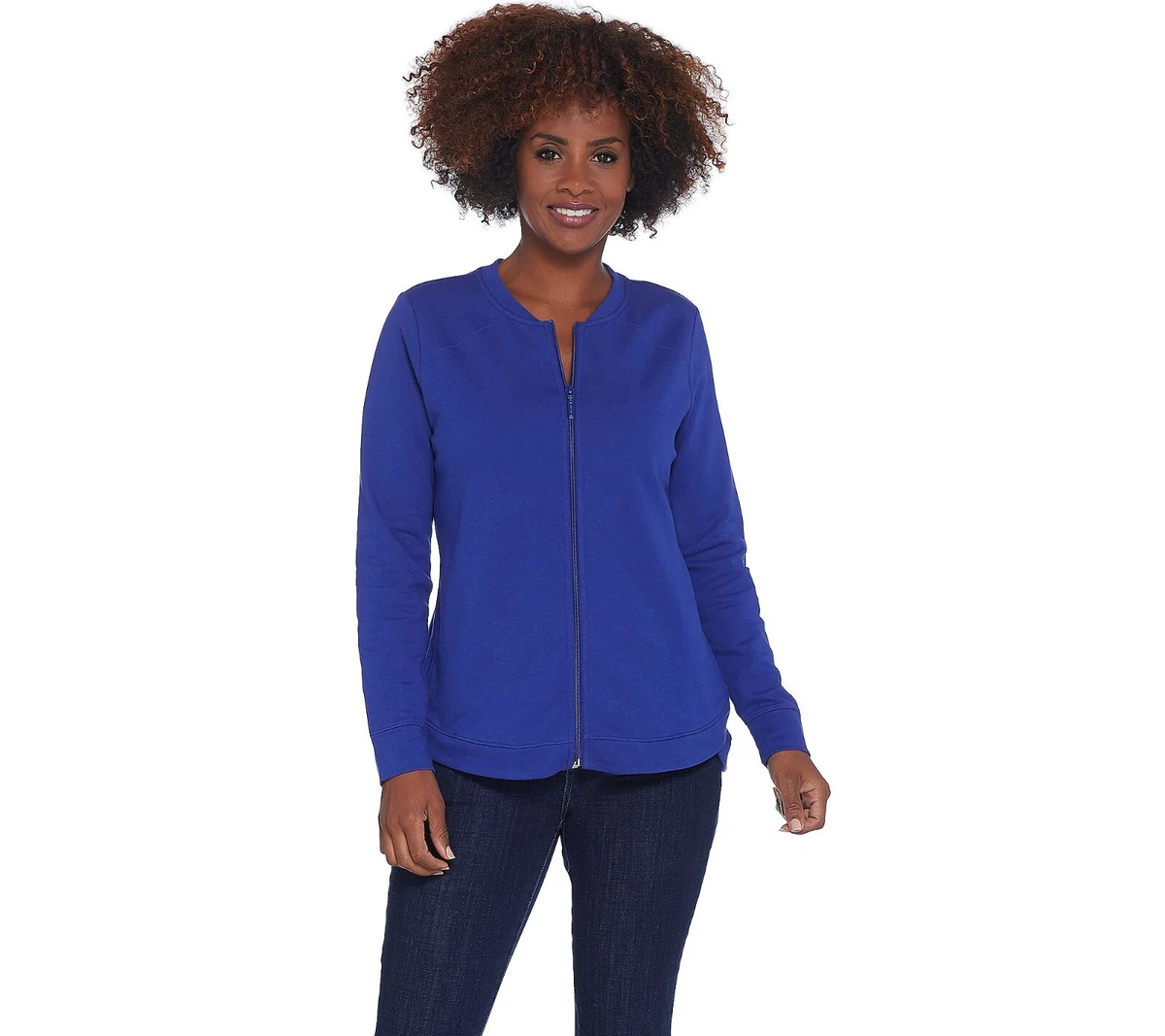 Denim Co. Active French Terry Zip Front Jacket A343182 BLUE S eBay