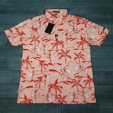 BAD BIRDIE Ricky Rose Performance Short Sleeve Golf Polo Shirt Mens LARGE Palms