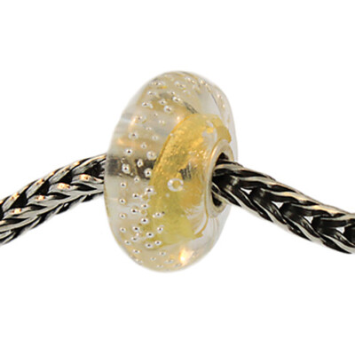 Authentic Trollbeads Glass 62023 Gold Silver Trace :0