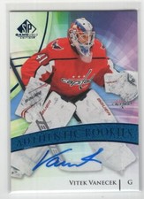 2020-21 UD SP GAME USED #127 AUTHENTIC ROOKIE RC AUTO VITEK VANECEK - CAPITALS