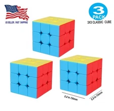 3 PACK Qiyi Speed Cube Smooth Magic Puzzle Twist Gift Toy 3x3x3 Stickerless Cube