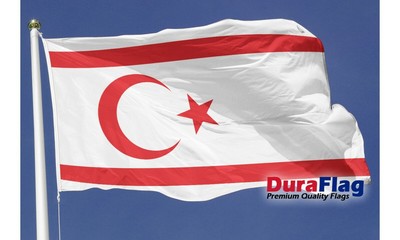 Zypern Nord Dura Flagge 5 x 3 Fuß - strapazierfähig robust mit Clips und Haken