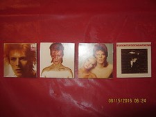 DAVID BOWIE "Set of 4 Vintage Bowie Album Pins"  1.5"X1.5" Aladdin Sane Pin Ups