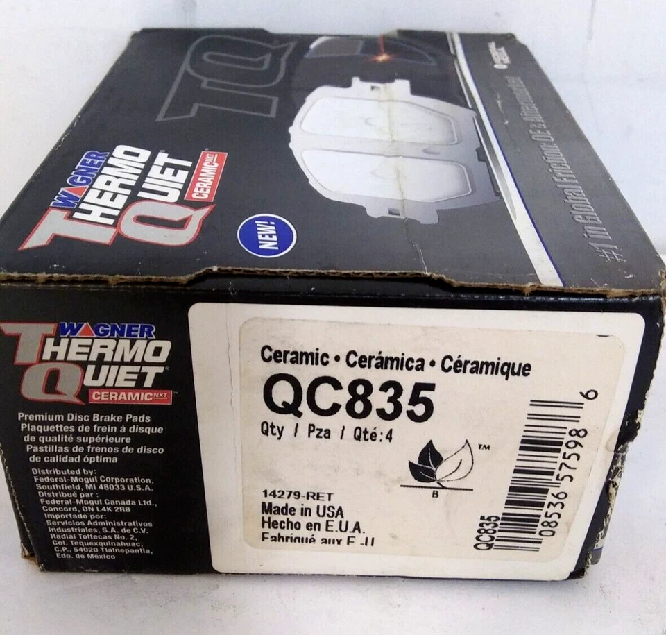 Wagner TQ 刹车片 QC835 陶瓷无硬件后部 适用于 05 10 Scion tC 及更多 — 第 2/4 张图片