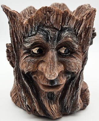 Whimsical Tree Trunk Face Planter Succulents Bonsai Carved Cartoon Face Tree