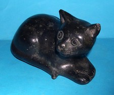 Collectable Solid Metal Rough Cast Figurine. - Weighty (924g) Alert Sitting Cat.