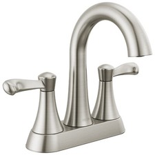 Two Handle Centerset Bathroom Sink Faucet in Brushed Nickel
