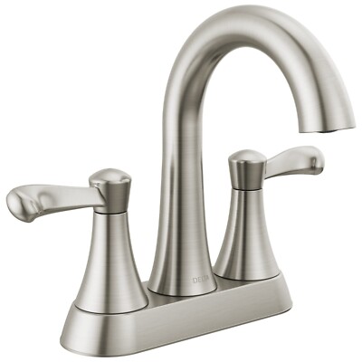 Two Handle Centerset Bathroom Sink Faucet in Brushed Nickel