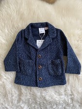 New Zara Kids Baby Boy Knitted Blazer Jacket Blue 9-12M