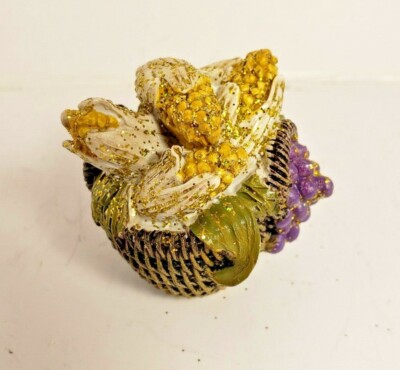Darice Harvest Basket of Corn Figurine Fruit/Pumpkins Decor Thanksgiving Autumn