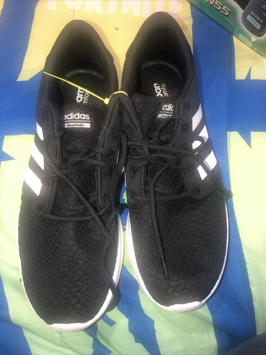 WMNS 8.5 ADIDAS QT RACER RUNNING SHOES DB0275 BLACK WHITE ESSENTIALS CLOUDFOAM