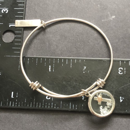 Sterling Silver 925 Lot Bracelet B46 Bangle Cross Jesus Faith Hope Love Peace Me - Picture 8 of 9