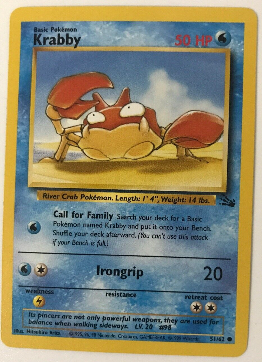 krabby pokemon card value Krabby Pokemon cards First edition 1999
