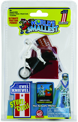 WORLDS SMALLEST Evel Knievel Stunt Cycle Toy- Energizer Launcher