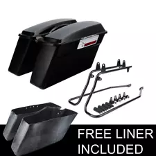 Matte Hard Saddlebags Saddle Bags + Conversion Brackets Fit For Harley Softail